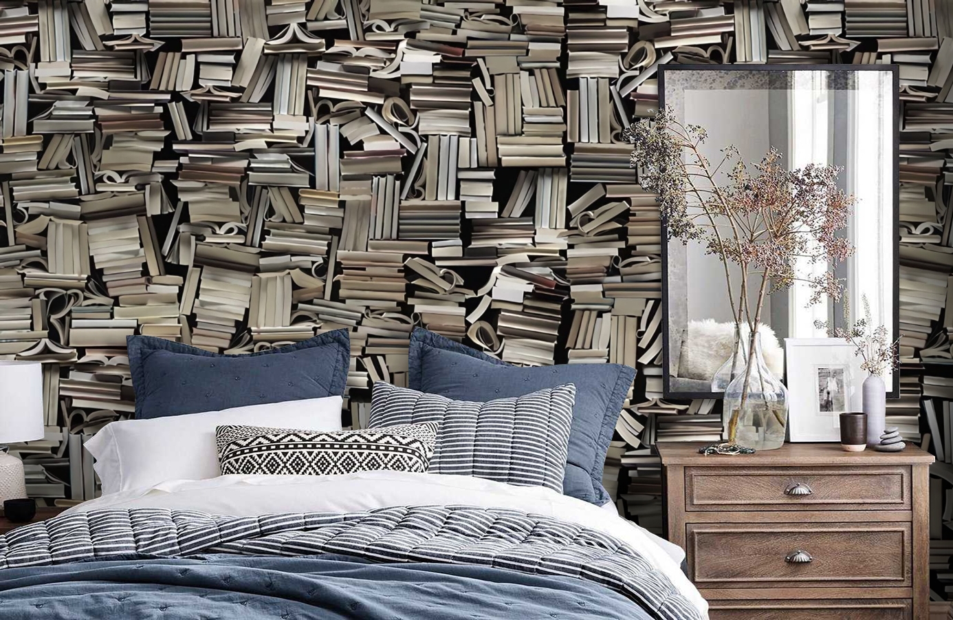 Обои P190301-6 фото в интерьере спальни