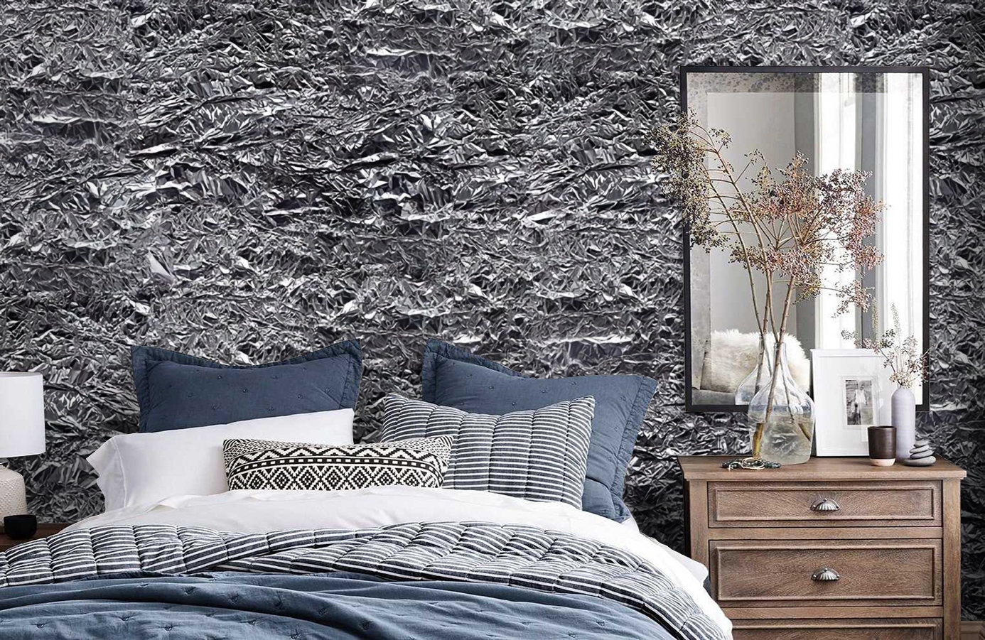 Обои P191201-6 фото в интерьере спальни