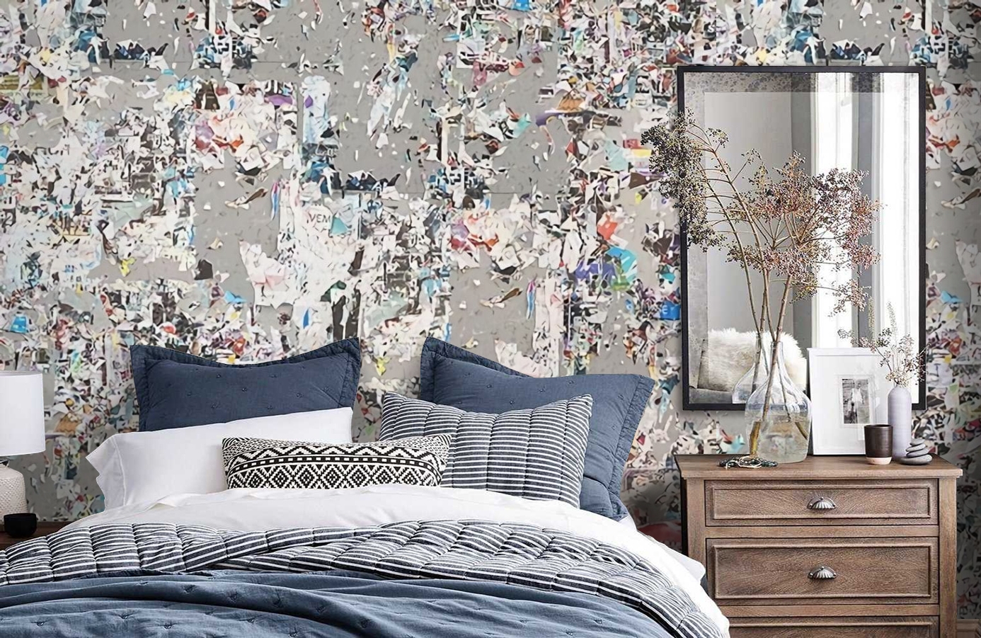 Обои P201601-6 фото в интерьере спальни