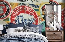 Обои F25.0001.A01 STAMPS A-01 фото в интерьере спальни превью