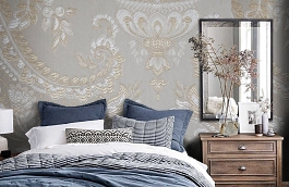 Обои KT-7642-8002 фото в интерьере спальни превью