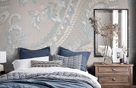 Обои KT-7642-8004 фото в интерьере спальни превью