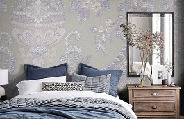 Обои KT-7642-8008 фото в интерьере спальни превью