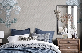 Обои KT-8637-8009 фото в интерьере спальни превью