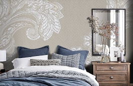 Обои KT-8641-8001 фото в интерьере спальни превью