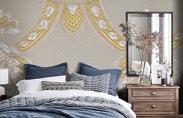 Обои KT-8641-8006 фото в интерьере спальни превью