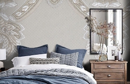 Обои KT-8641-8007 фото в интерьере спальни превью