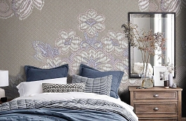 Обои KT-8641-8008 фото в интерьере спальни превью