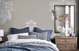 Обои KT-8642-8001 фото в интерьере спальни превью