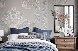 Обои KT-8642-8004 фото в интерьере спальни превью