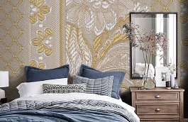 Обои KT-8642-8006 фото в интерьере спальни превью