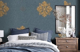 Обои M332-85 фото в интерьере спальни превью