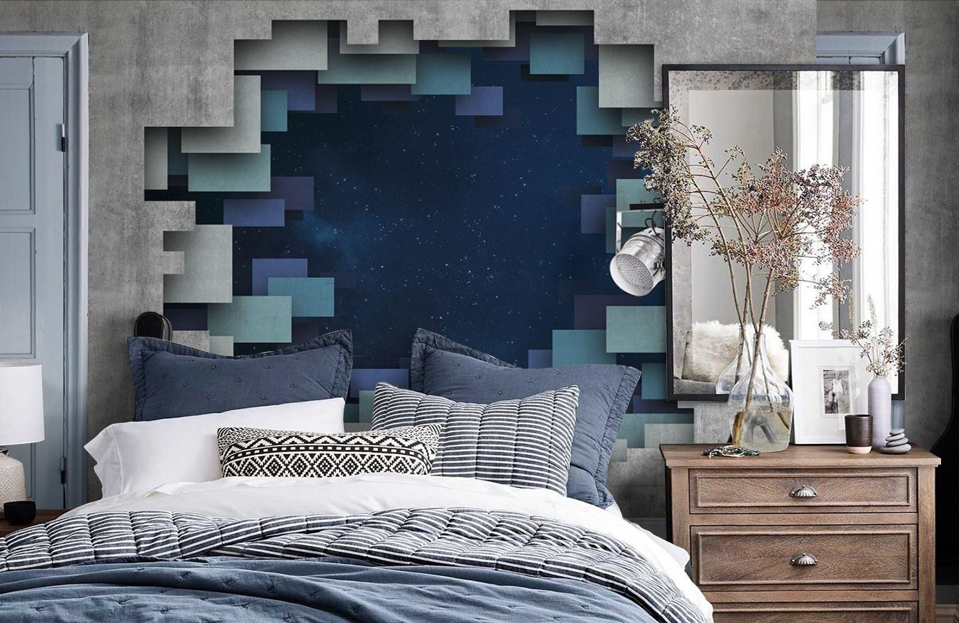 Обои P200802-7 фото в интерьере спальни