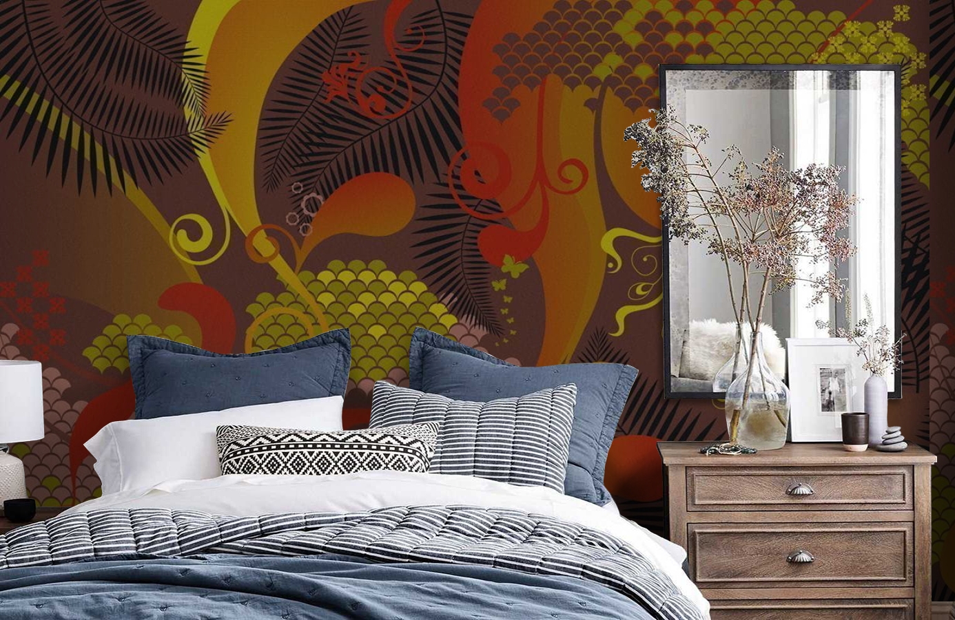 Обои P032501-8 фото в интерьере спальни
