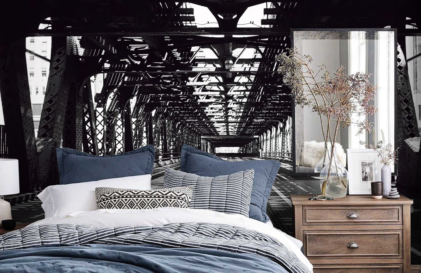 Обои P020901-9 фото в интерьере спальни