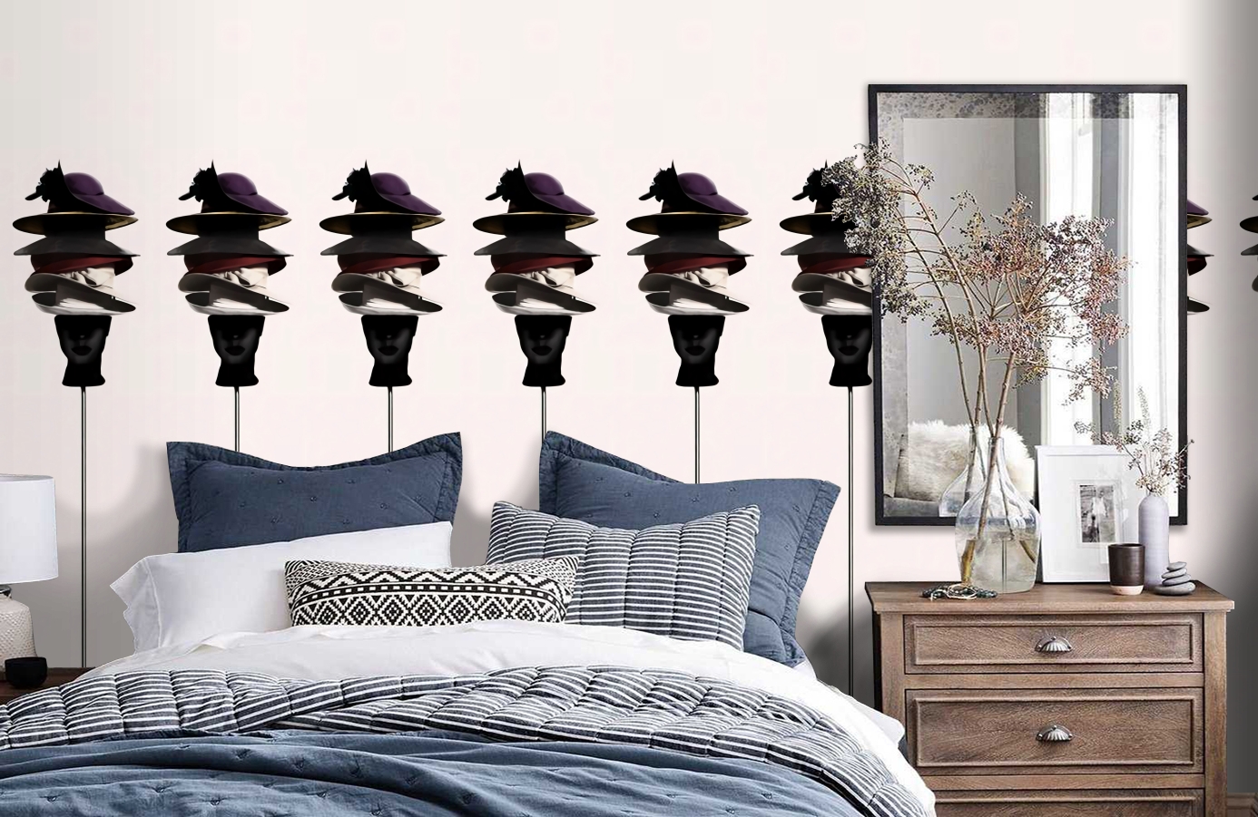 Обои DM230-1 фото в интерьере спальни