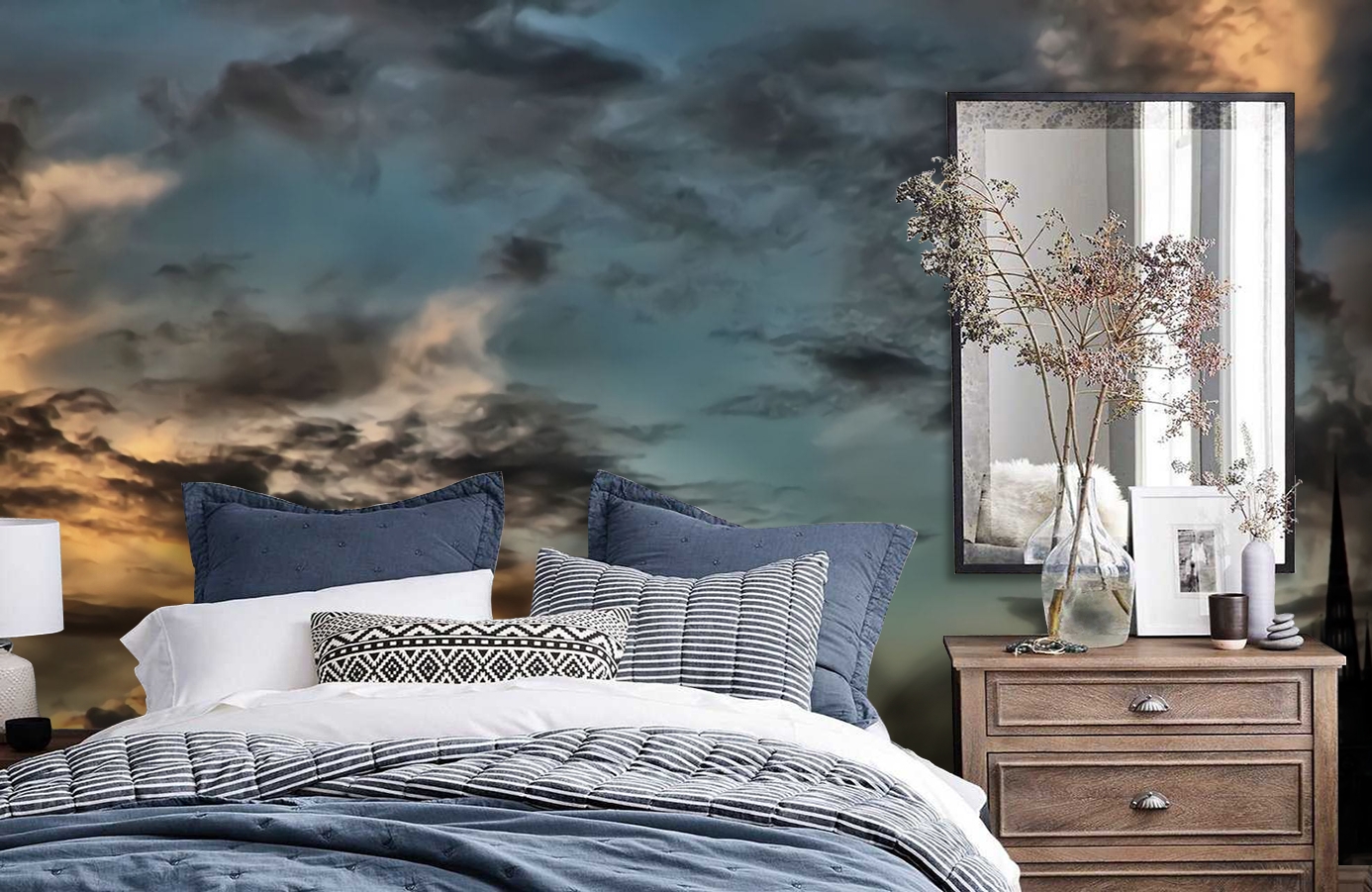 Обои P020701-0 фото в интерьере спальни