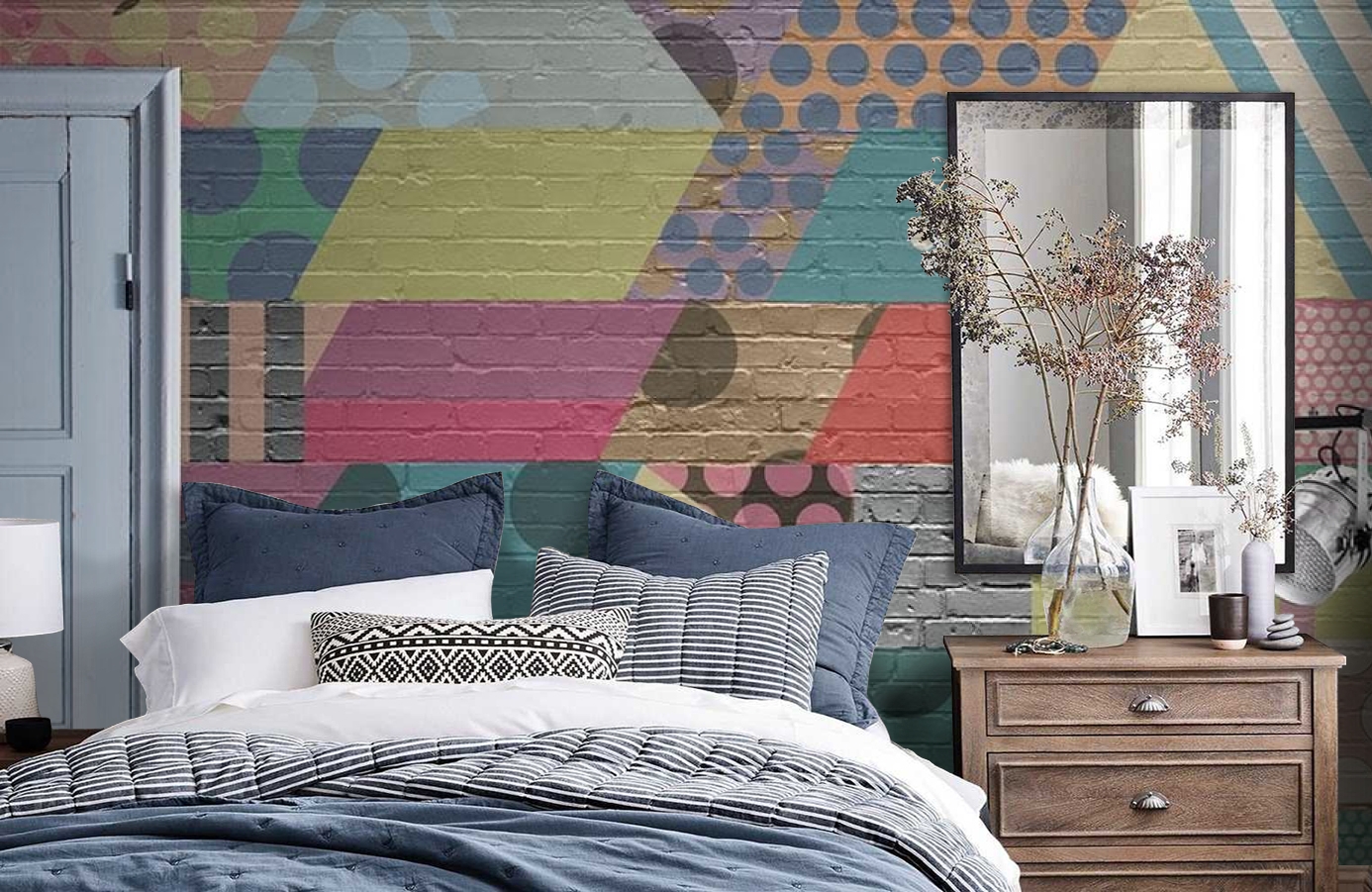 Обои P202802-0 фото в интерьере спальни