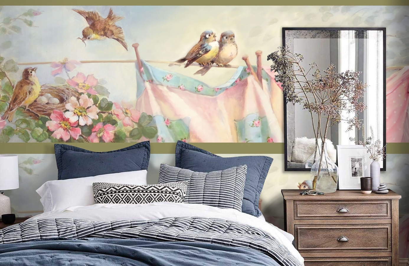 Обои CBB2221 фото в интерьере спальни