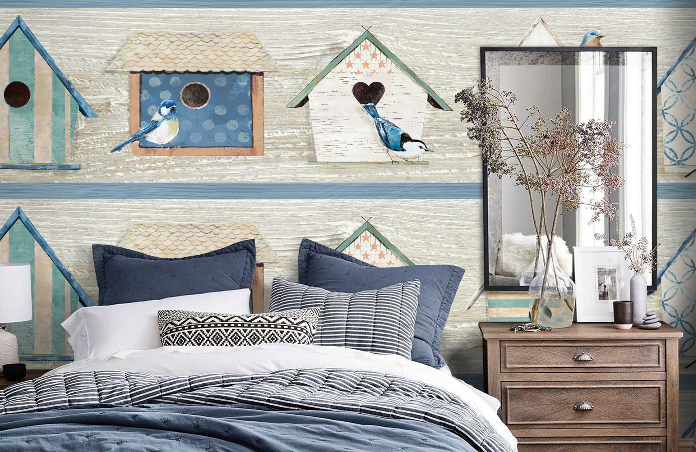 Обои CBB2241 фото в интерьере спальни