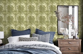 Обои 40095 COL 6 фото в интерьере спальни превью