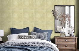 Обои Camelot Charcoal фото в интерьере спальни превью