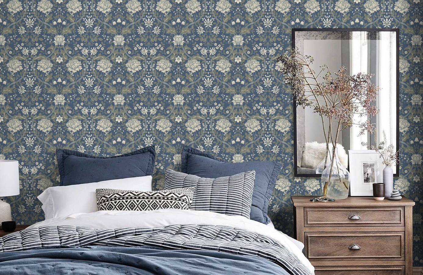 Обои KT20102 фото в интерьере спальни