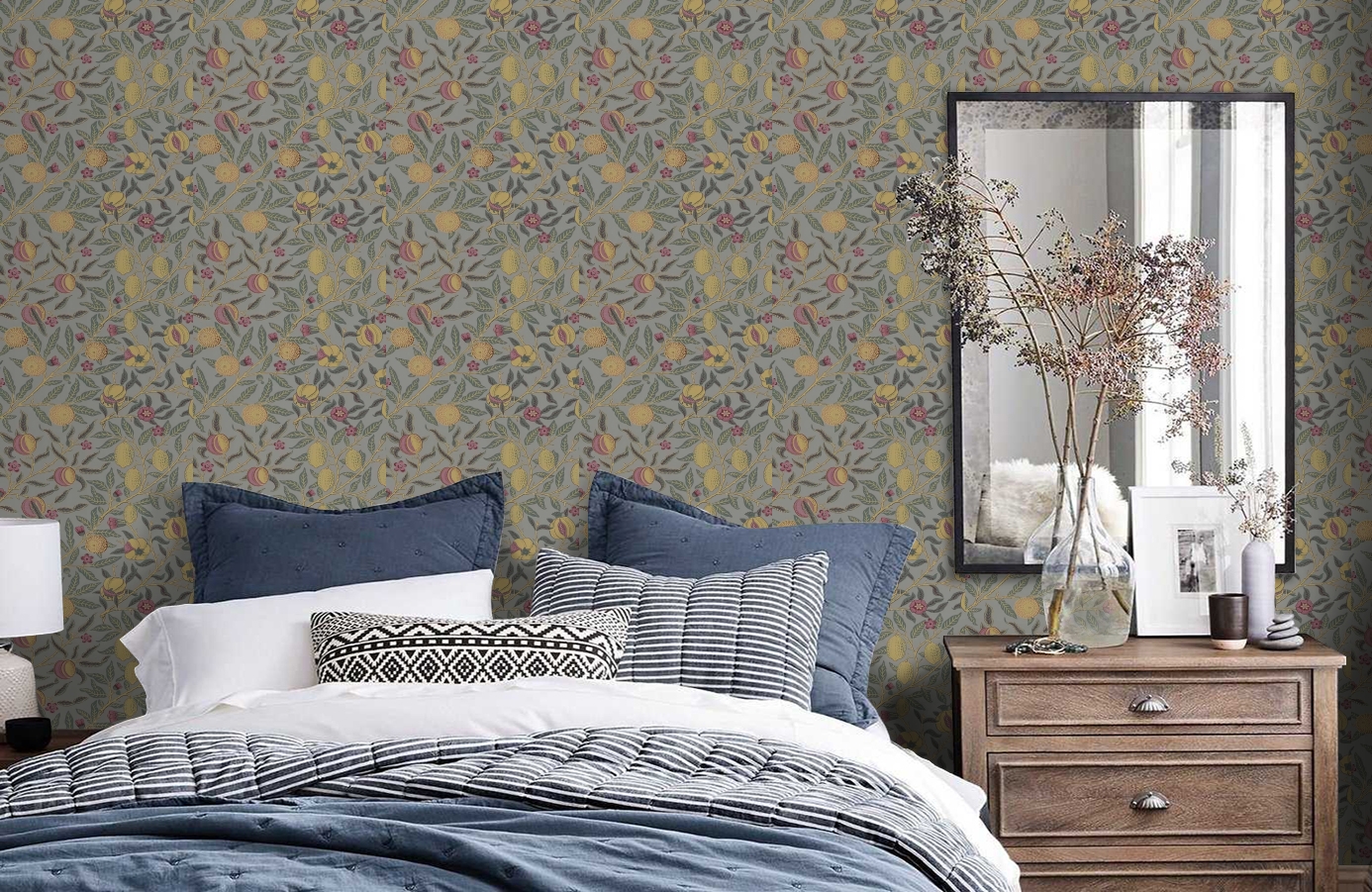 Обои KT20606 фото в интерьере спальни