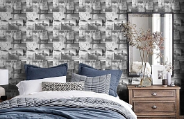 Обои Pinboard Charcoal фото в интерьере спальни превью