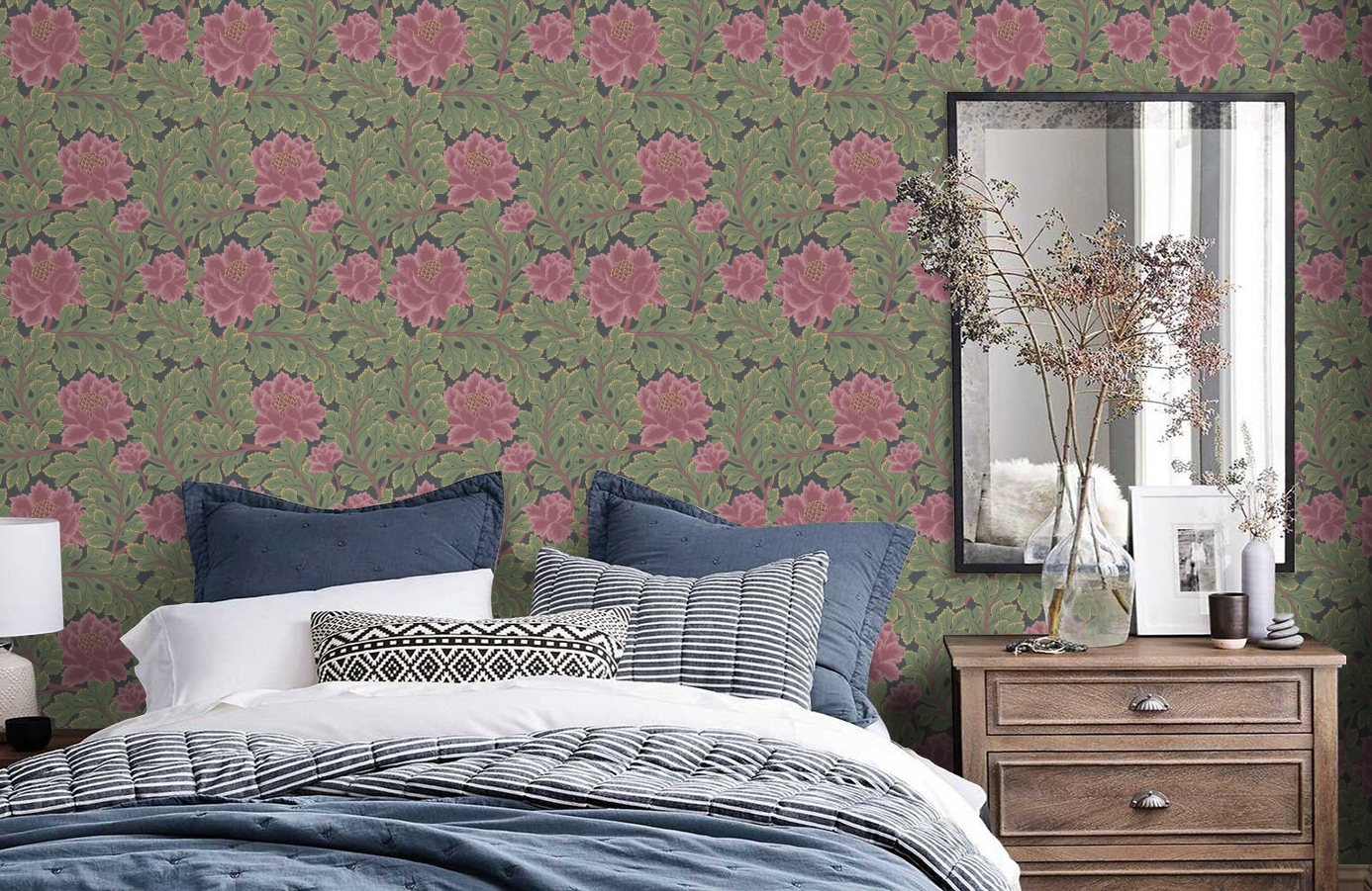 Обои 95-5028 фото в интерьере спальни