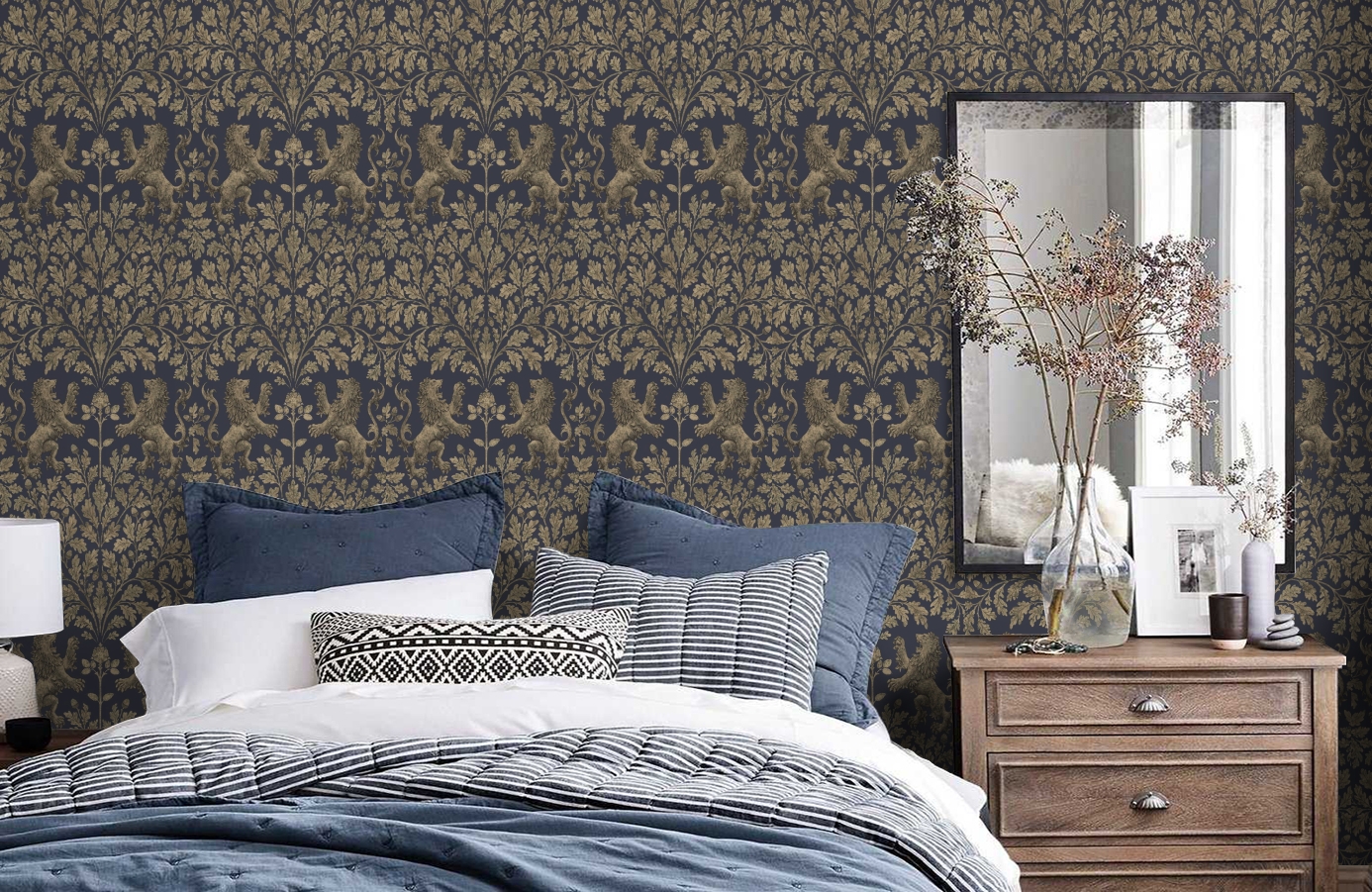 Обои 95-6033 фото в интерьере спальни