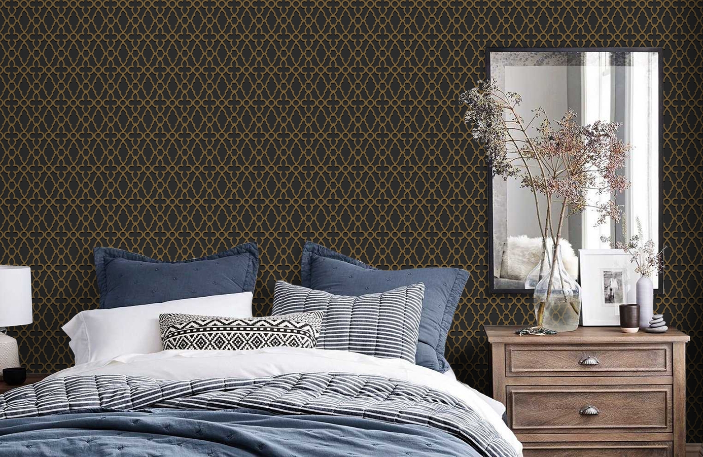 Обои 116-10039 фото в интерьере спальни