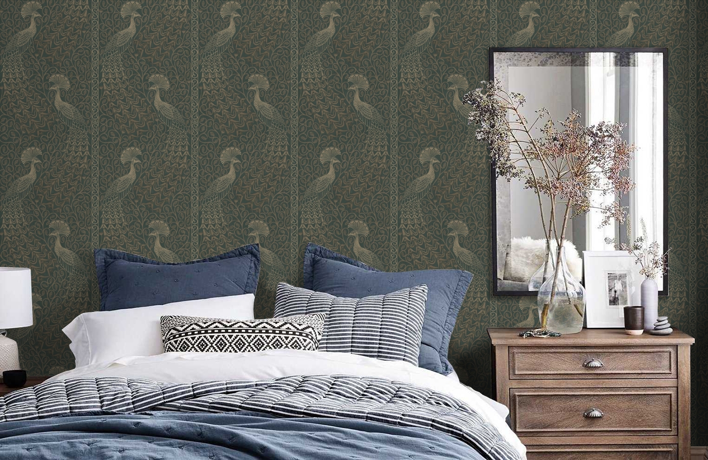 Обои 116-3009 фото в интерьере спальни