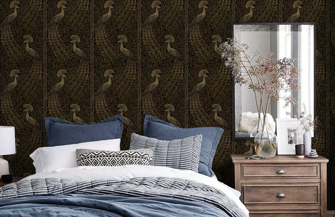 Обои 116-3010 фото в интерьере спальни Обои 116-3010 фото в интерьере спальни