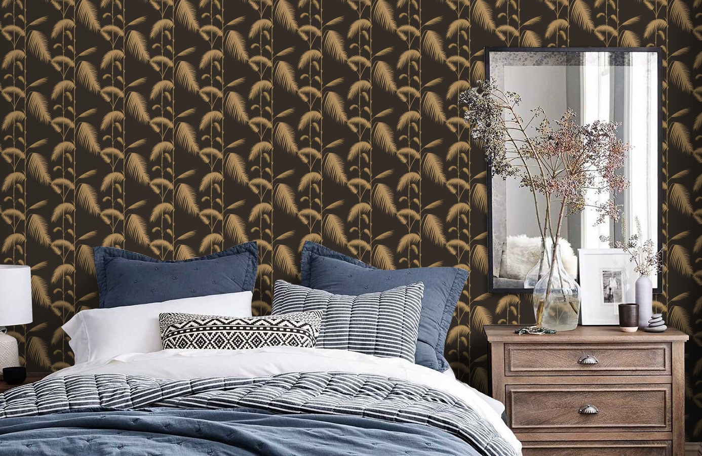 Обои 66-2014 фото в интерьере спальни