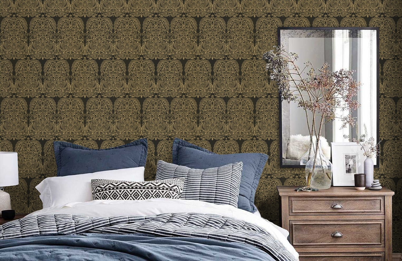 Обои 69/2105 фото в интерьере спальни