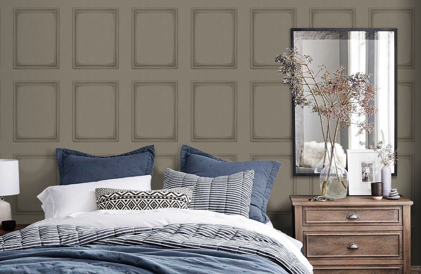 Обои 98/7030 фото в интерьере спальни