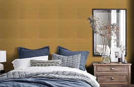 Обои Amur 36-Sunglow фото в интерьере спальни превью