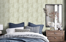 Обои Aquarelle 54-Sesame фото в интерьере спальни превью