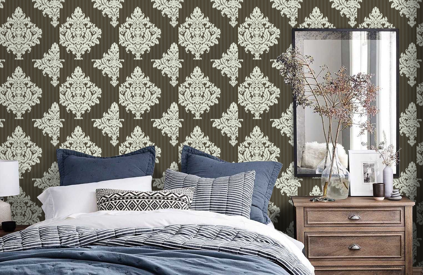Обои CCE130095 фото в интерьере спальни