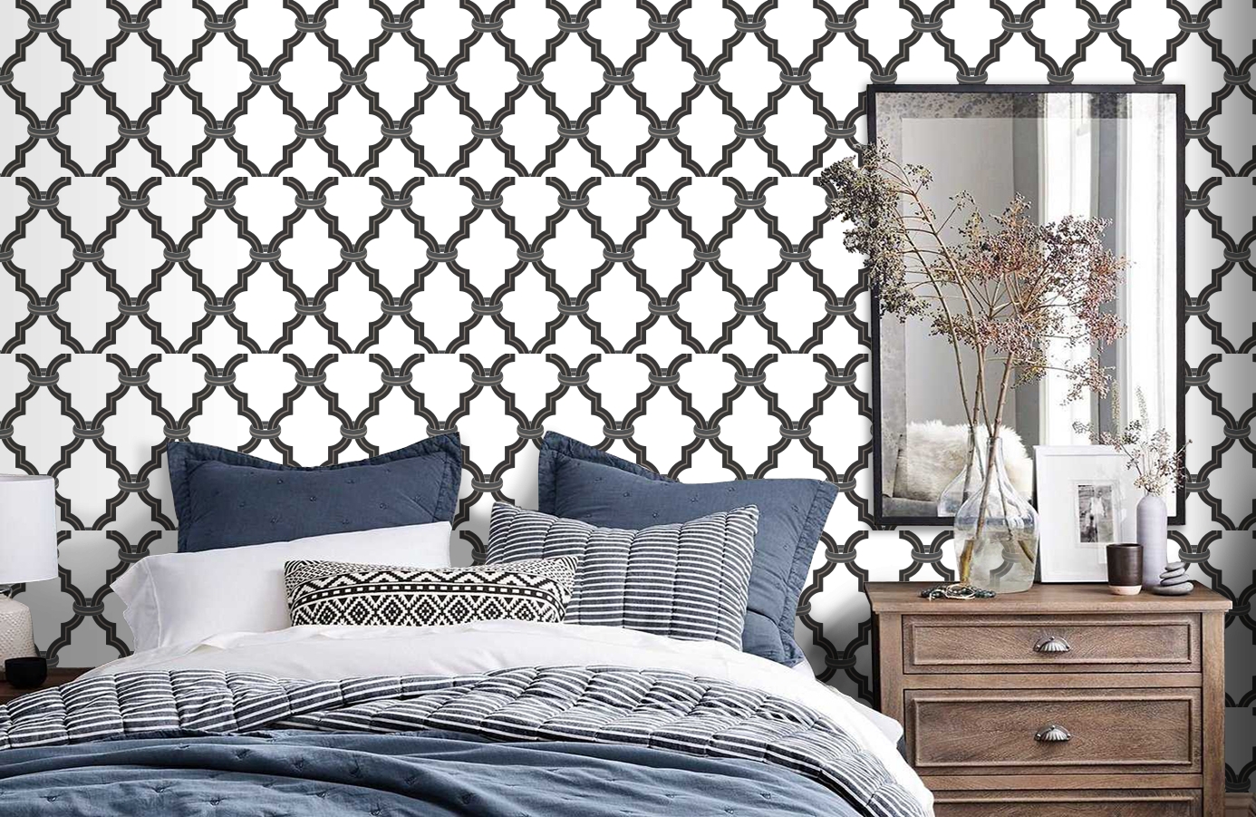 Обои CCE130132 фото в интерьере спальни