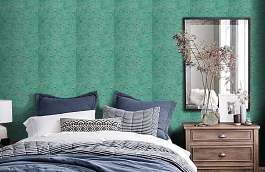 Обои Parvani 41-Teal фото в интерьере спальни превью