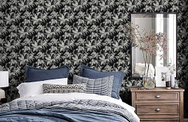 Обои Tulcea 42-Carbon фото в интерьере спальни превью