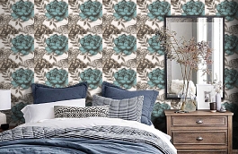 Обои W0034-01 фото в интерьере спальни превью