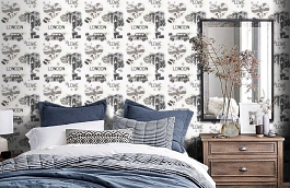 Обои WU17623 фото в интерьере спальни превью