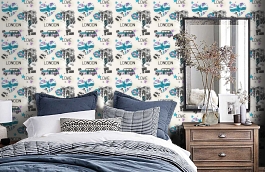 Обои WU17625 фото в интерьере спальни превью