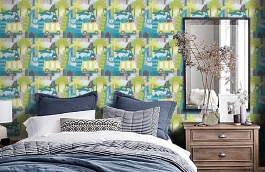 Обои YH-17926 фото в интерьере спальни превью