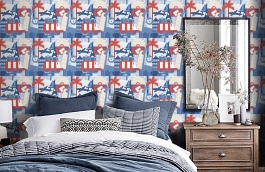 Обои YH-17927 фото в интерьере спальни превью