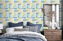 Обои YH-17952 фото в интерьере спальни превью