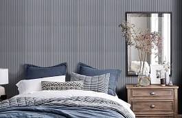 Обои Maxime Indigo фото в интерьере спальни превью